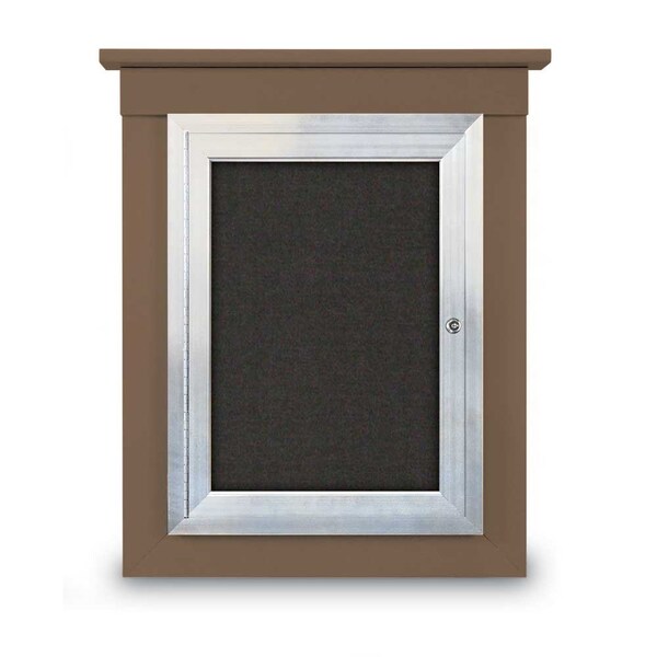 72"x36" 3-Door Enclosed Letterboard, Header, Blue Vinyl/Lt Oak